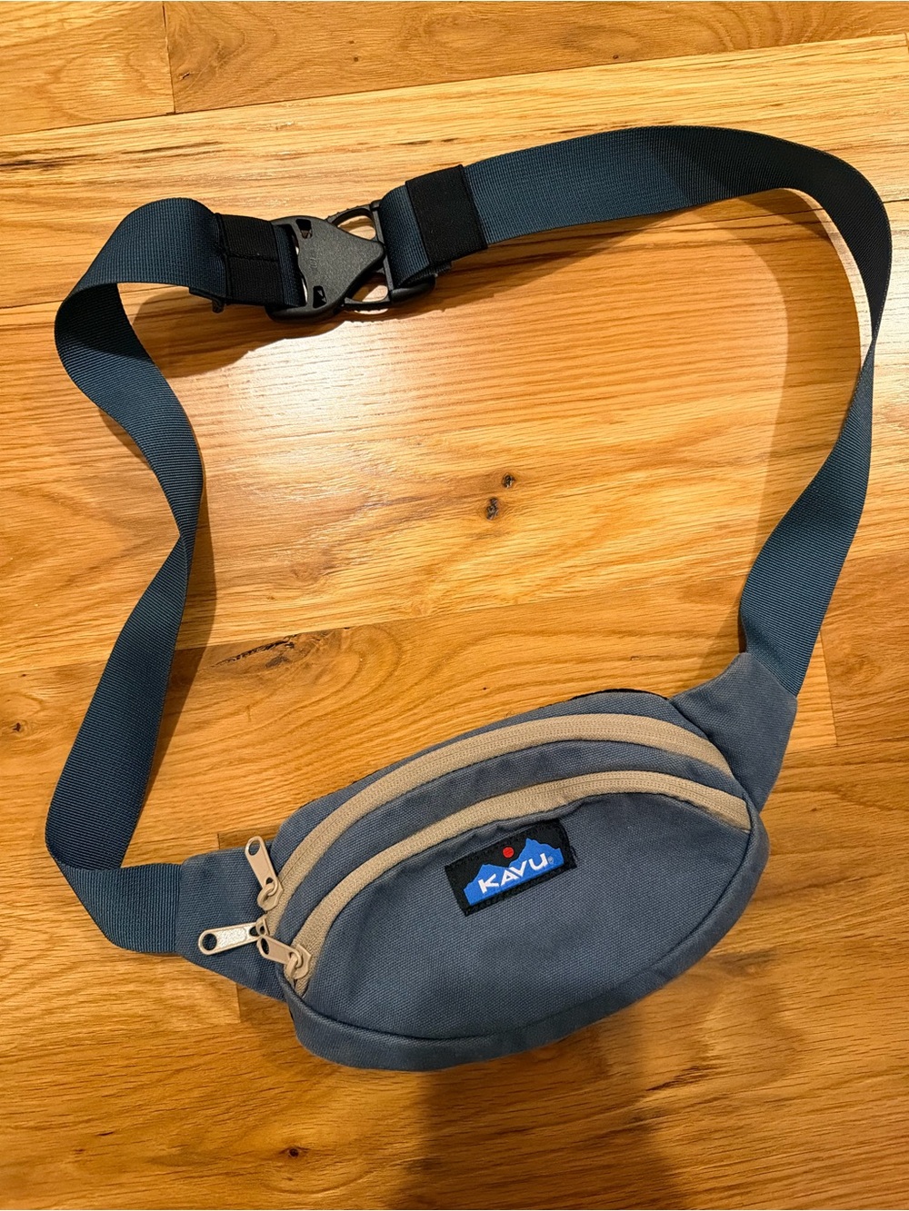 Kavu Slate Blue and Tan Waist Bag - Compact Belt Belly Pack
